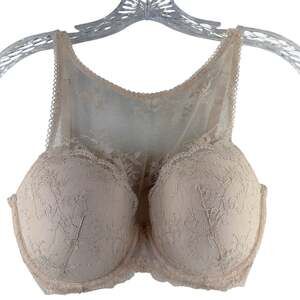 Victoria's Secret Dream Angels Push Up Bra 34DD Ivory Lace High Neck Rare Limitd